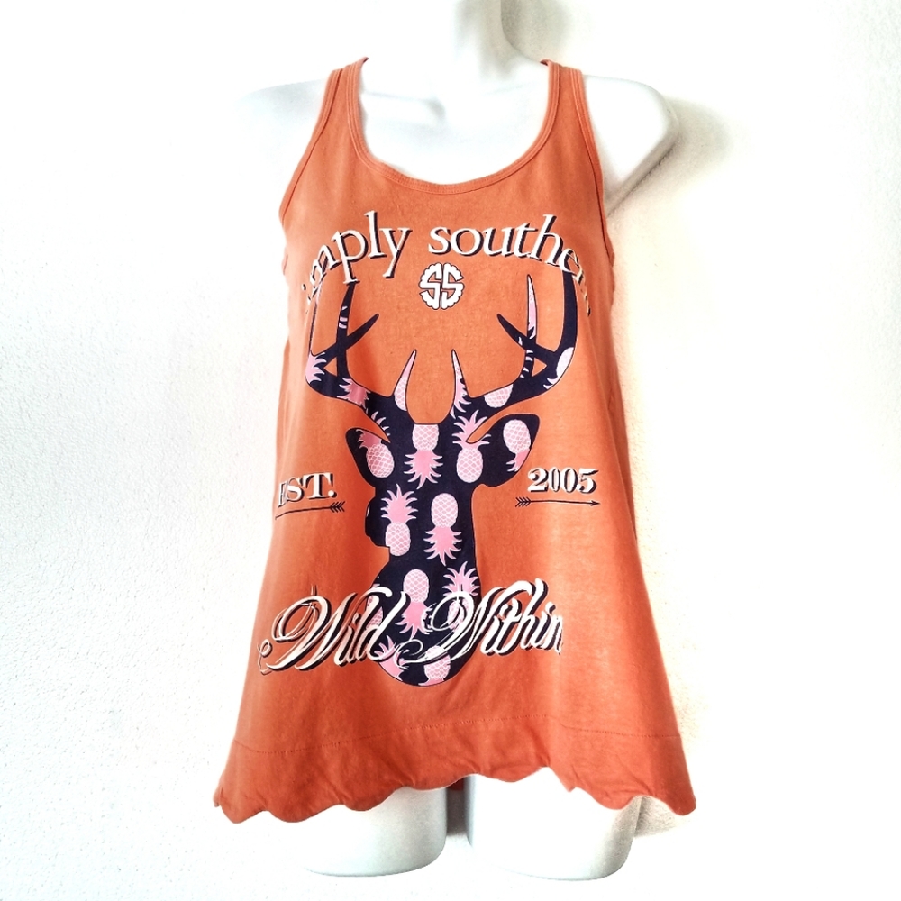 Simply Southern Wild Within deer pineapple tanktop Orange